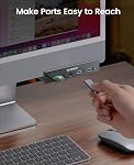 ORICO USB Hub 3.0, Serrure USB Hub avec port d'alimentation supplémentaire, aluminium USB C Adaptateur avec 2 USB-A Ports de données,3.5mm AUX, SD/TF Lecteur de cartes pour le bureau (noir)