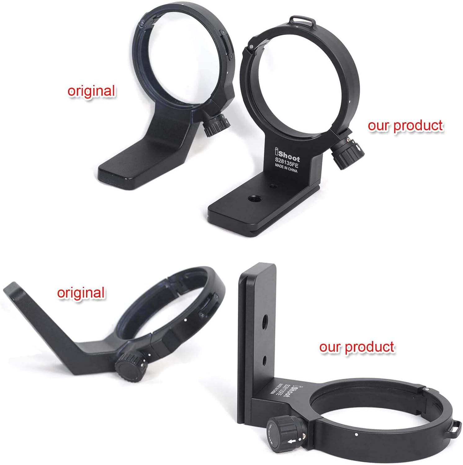 Tripod Mount Ring, iShoot Camera Lens Collar Support for Sony FE PZ 28-135mm f/4 G OSS Lens SELP28135G, Built-in Quick Release Plate Compatible with Tripod Ball Head of Arca-Swiss PMG SUNWAYFOTO Fit