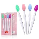 Lip Brush Tool,Double-Sided Silicone Exfoliating Lip Brush (4 Colors)