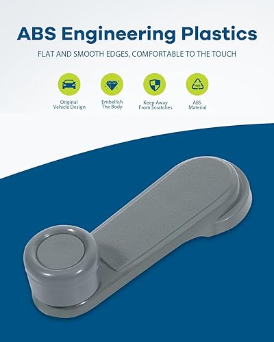 Miniatura 5 de LUJUNTEC Manivela de ventana interior - Conductor delantero trasero izquierdo del pasajero lado derecho, gris reemplazo directo para 1986 para