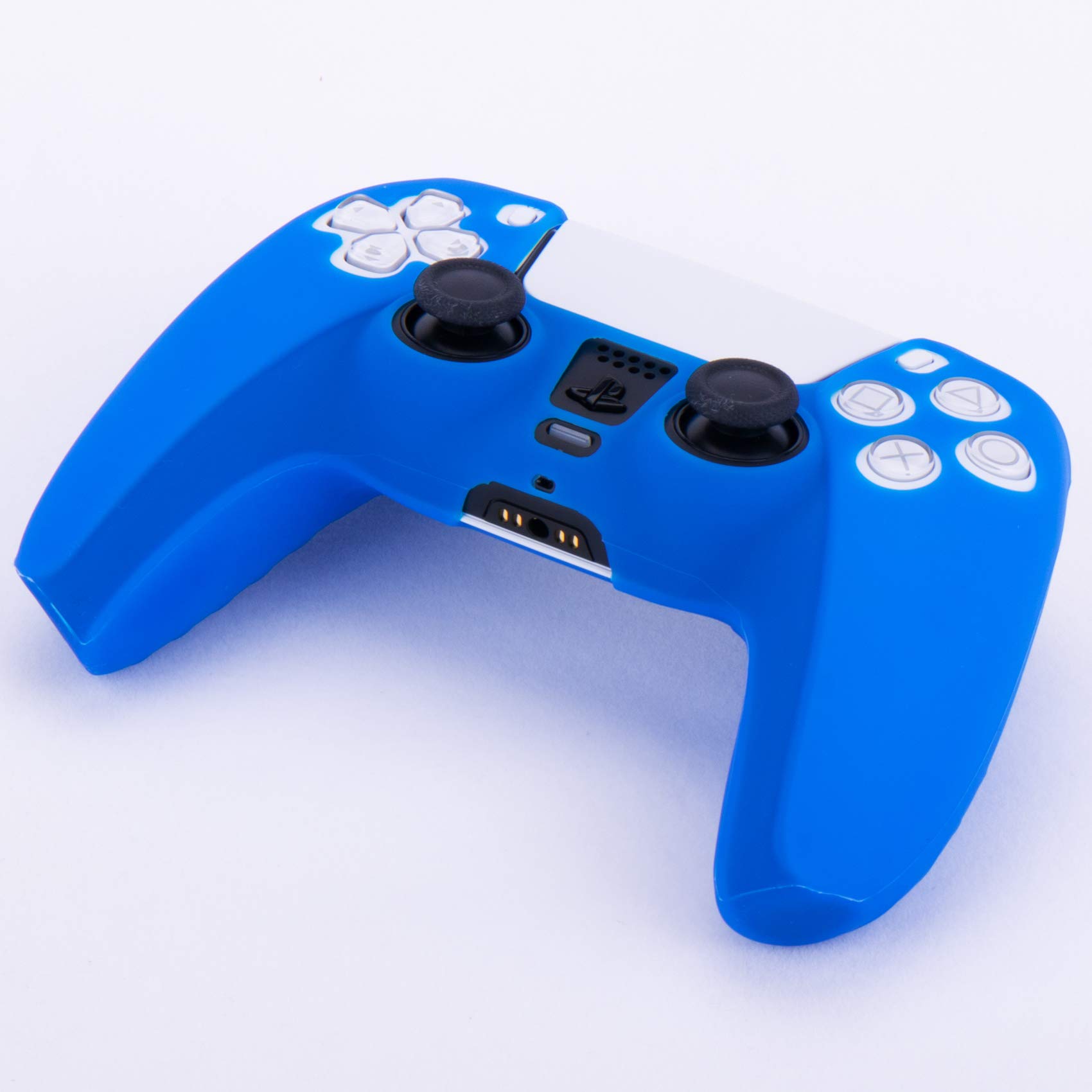 YoRHa Custodia in Silicone Cover Skin per PS5 Dualsense Controller (Blu) x 1 con Copri levette Analogiche x 10