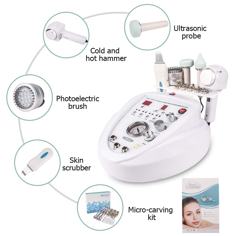 Diamond Microdermabrasion Machine Facial Dermabrasion Skin Care Beauty Device with Facial Skin Scrubber Hot and Cold Beauty Hammer for Tightening : Beauty & Personal Care