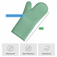 Vista 29 de GORILLA GRIP - Juego de guantes de horno de silicona suave sin BPA, guantes de cocina resistentes al calor e impermeables, forro de algodón grueso