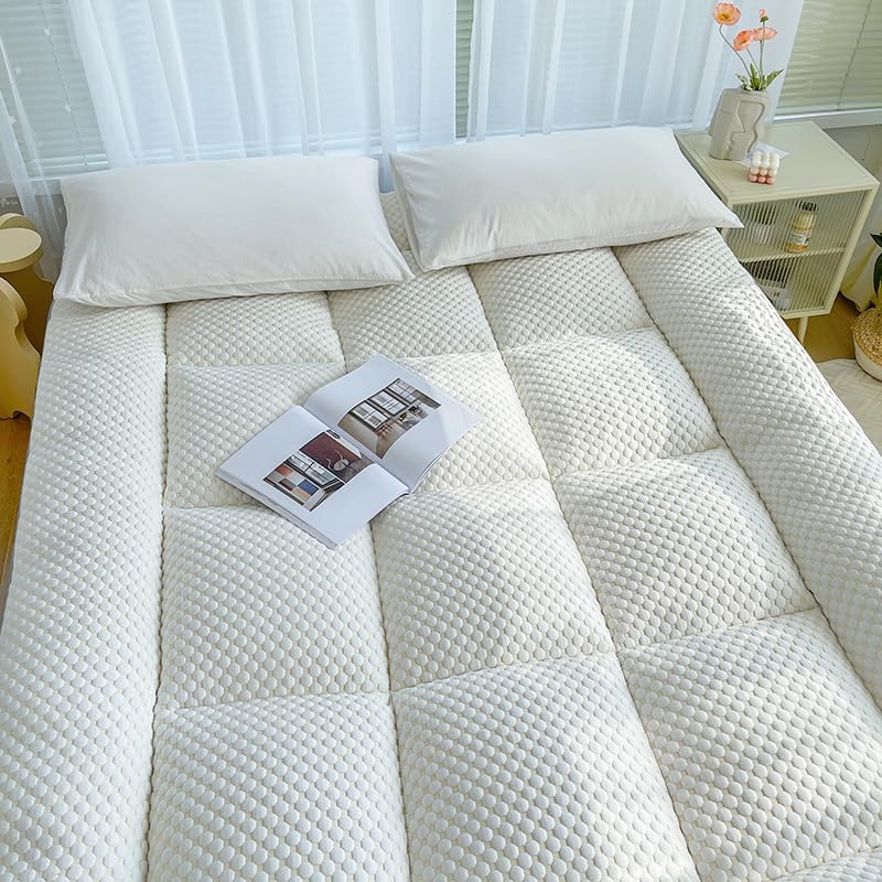 King Size Extra Thick Mattress Breathable Mattress Pad Protector Pocket Soft Down Alternative Fill Mattress Cover Bedding Quilted Fitted Fluffy Soft Mattress Pad, (70"x80",Grey Edges)