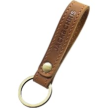 Jack&Chris Full Grain Genuine Leather Keychain, Handmade Durable Key Chain with Zinc Alloy Key Ring, Heavy Duty Key Holder for Men Women, Vintage Brown Key Fob Chain for Car/Home Keys