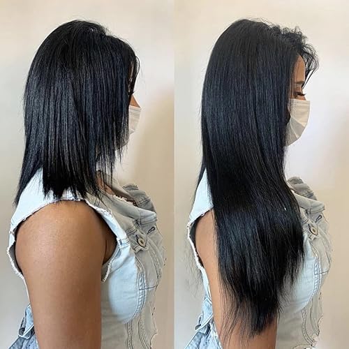 Miniatura 7 de Extensiones de cabello humano ondulado con broches, 4.23 oz, 8 unidades, extensiones de cabello humano ondulado suave con clip, color negro natural