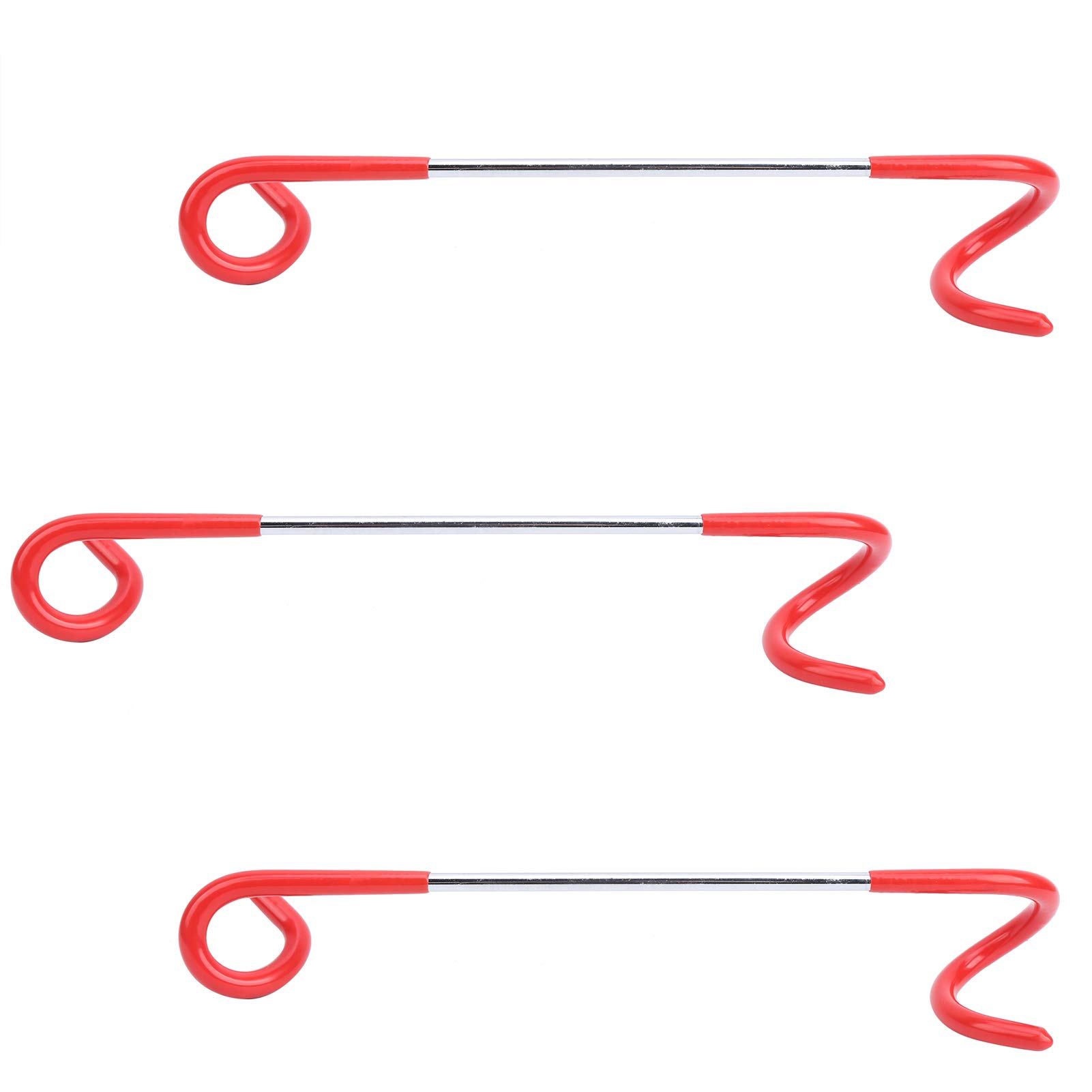 Pilipane 3Pcs Outdoor Tent Camping Multi Function Steam Light S Shaped Hanger Two Way Hook Red Stainless Steel Plastic 270mm 10kg Load Bearing for Mountaineering Camping