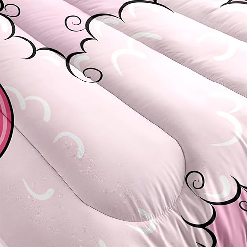 Miniatura 3 de Juego de edredón de ovejas de dibujos animados rosa, tamaño individual, lindo juego de edredón de ovejas para niños, adolescentes y adultos, juego