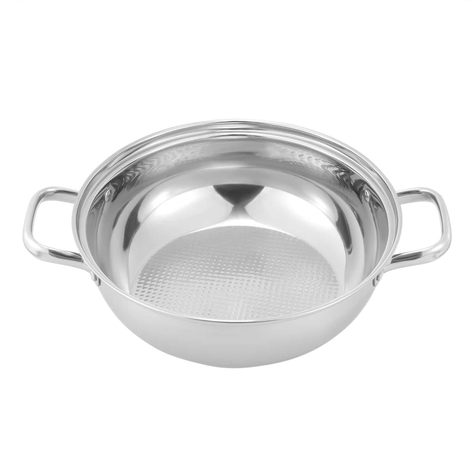Olla de vapor de inducción Mantowarka de acero inoxidable de 5 capas, de acero inoxidable 304, con tapa de cristal, para cocina al vapor, integrada (plata, 28 cm)