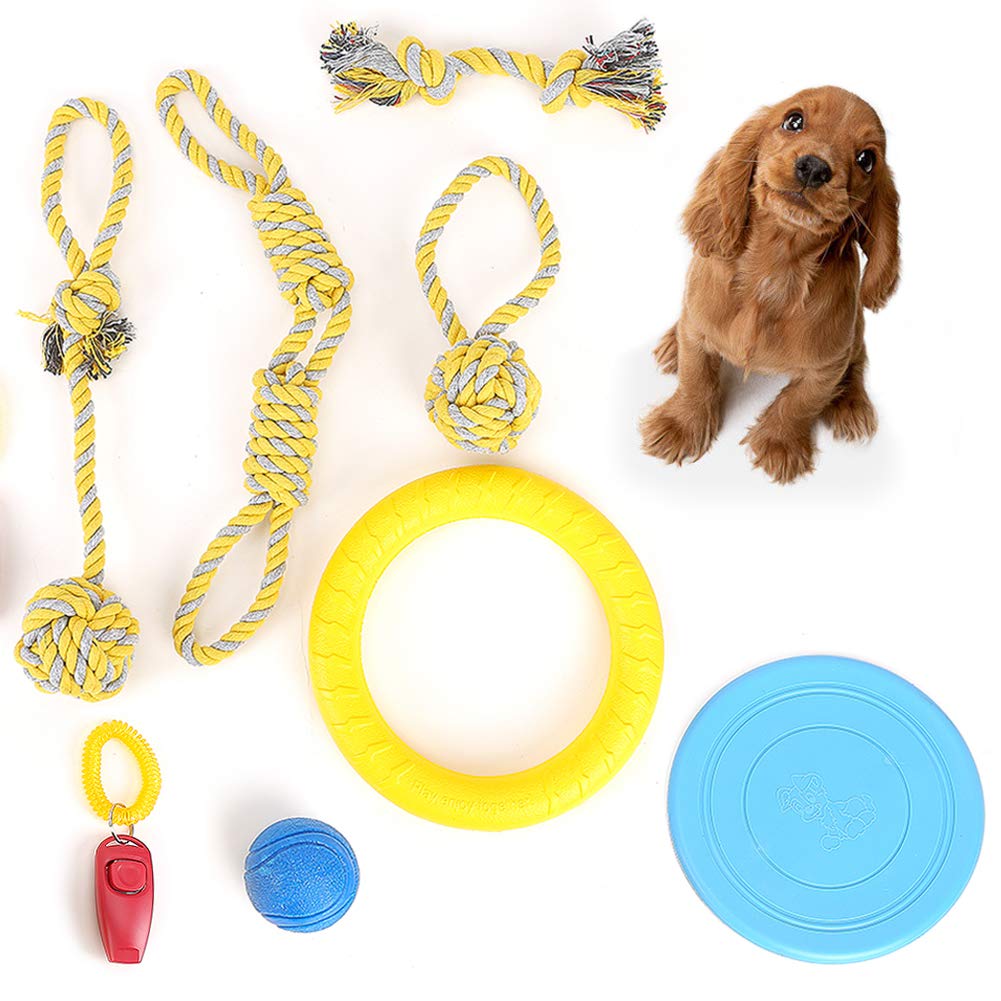 Puppy Dog Chew Toys Teething Training, Squeaky Dog Toy Set, Puppies Toys, Puppy Toys from 8 Weeks Small Dog Toys -8 PCS Interactive Dog Toys for Boredom Dog Chews Dog Toys (Frisbee - 8PCS)