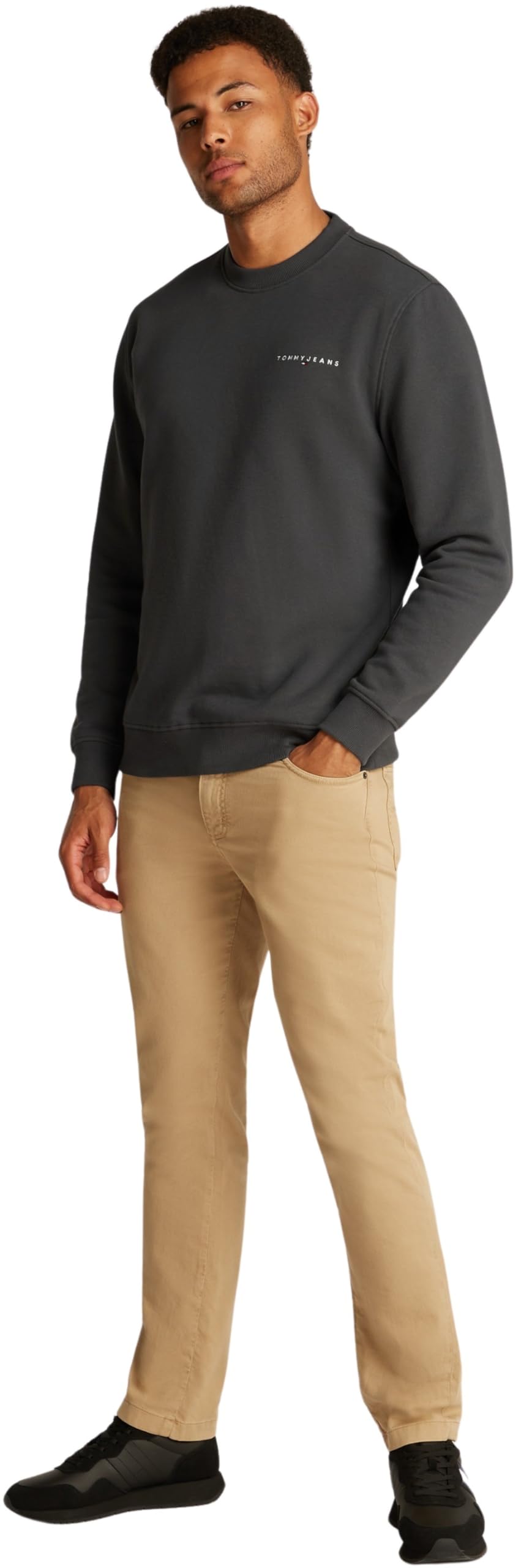 Tommy Jeans Uomo Felpa Linear Scollo Rotondo
