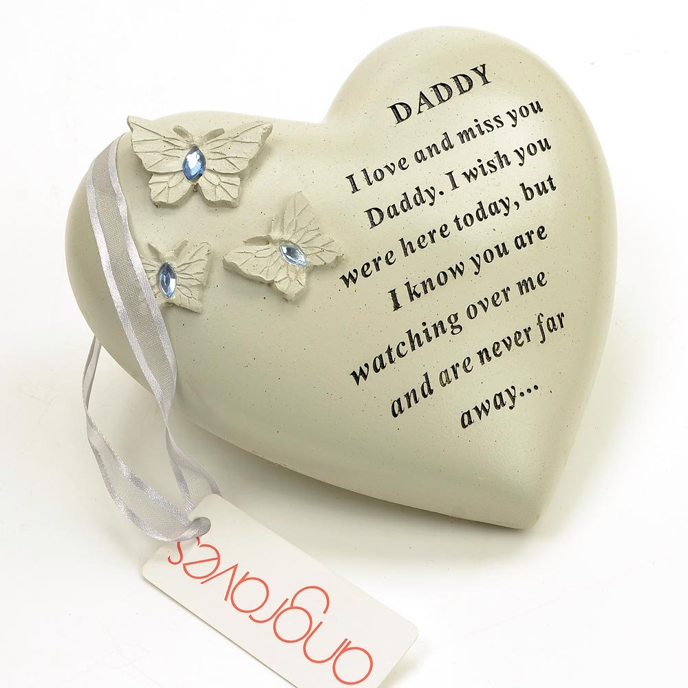 Angraves Special Daddy Butterfly Gem Heart Graveside Memorial Ornament Plaque