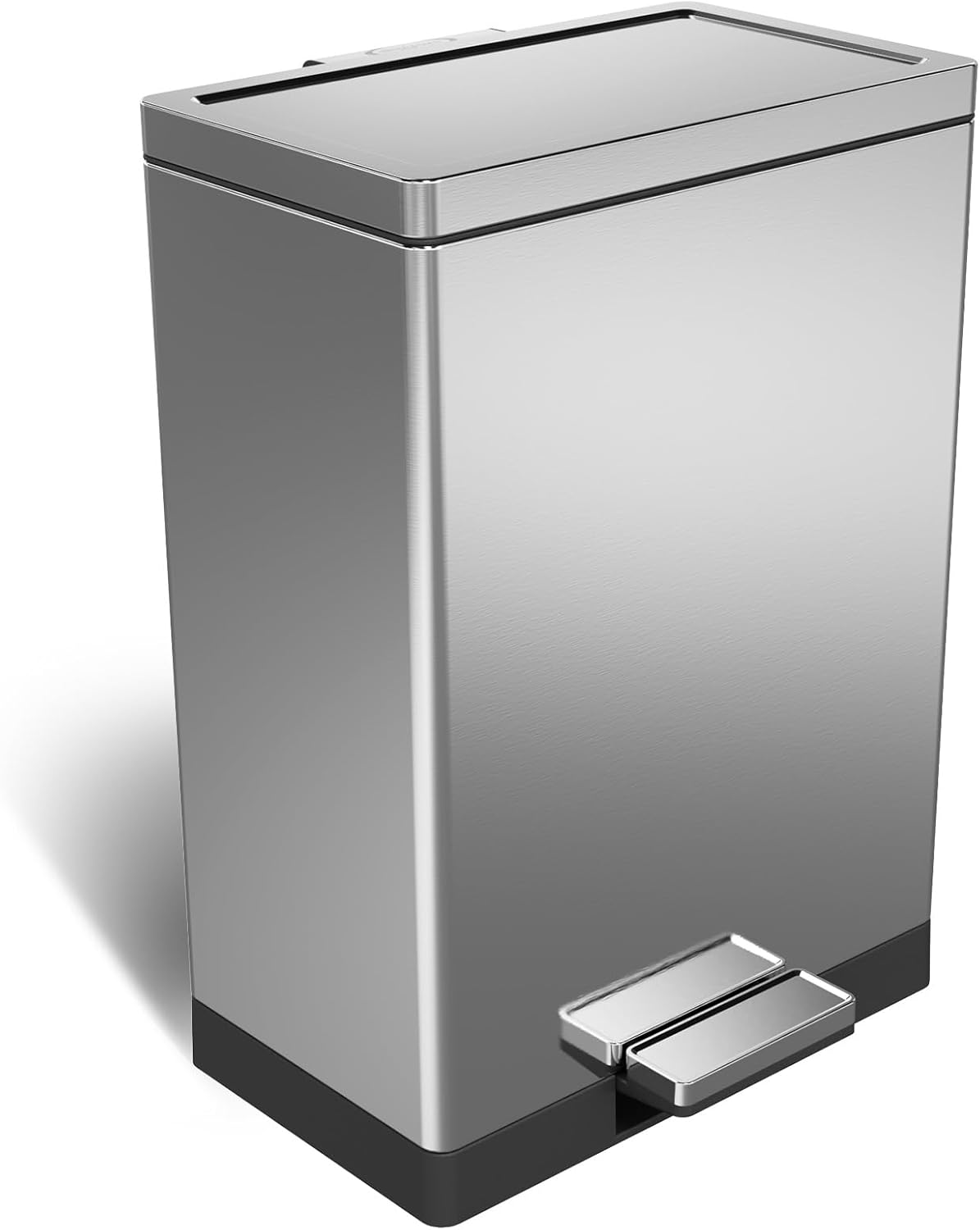 40 Liter / 10.5 Gallon Kitchen Trash Can with Lid, Large Step Garbage Can, Soft-Close Trash Bin for Bathroom Office, Brushed Stainless Steel