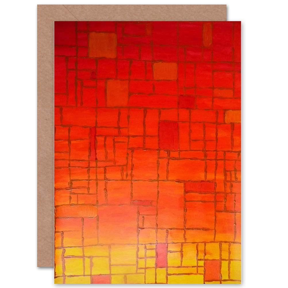 Wee Blue Coo PIET MONDRIAN ABSTRACT RED OLD MASTER PAINTING BLANK GREETINGS CARD