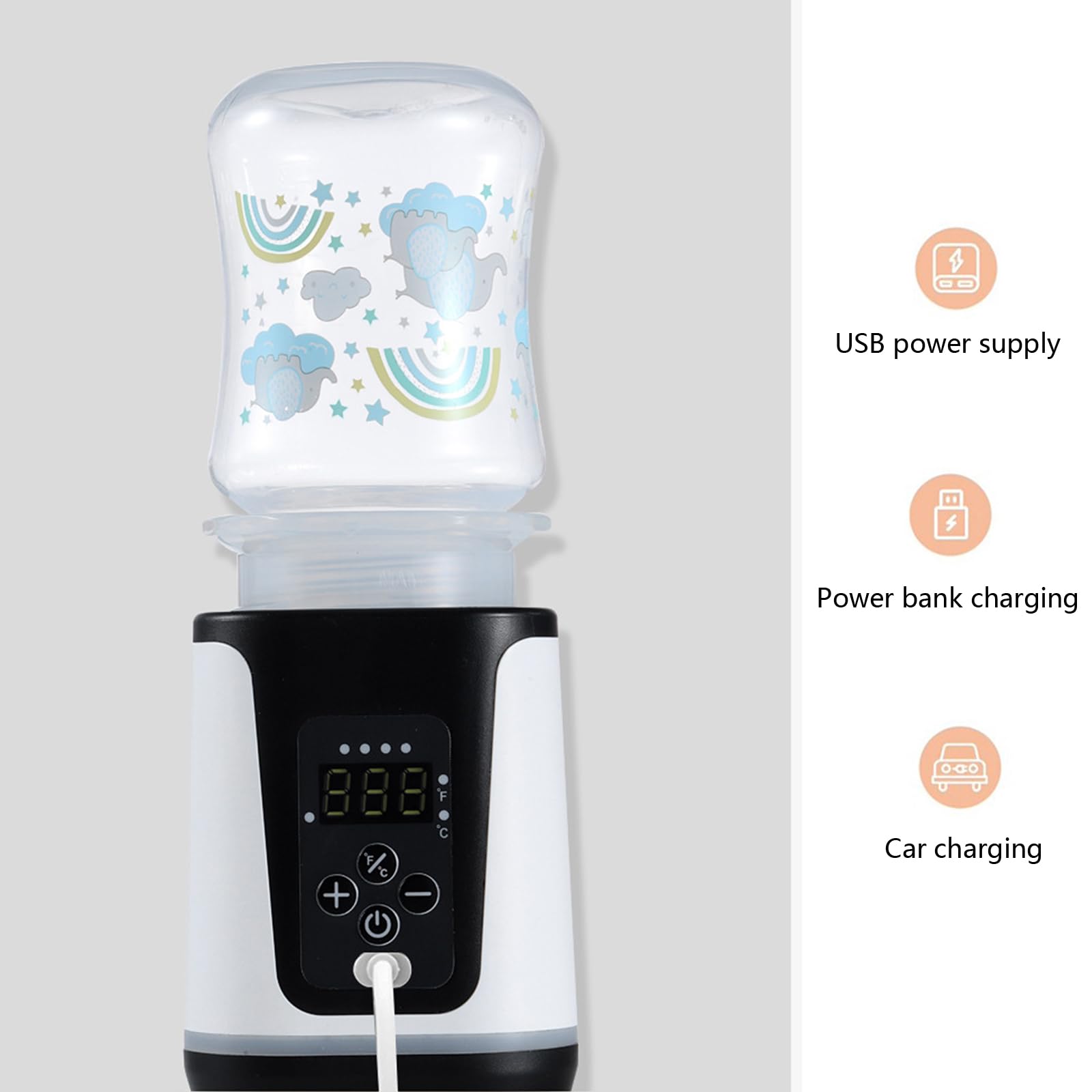 Chauffe-biberon portable alimenté par USB 8 minutes - Régulation automatique de la température pour lait maternel - Chauffe-biberon USB