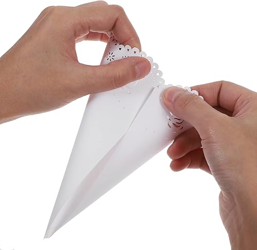 Miniatura 9 de Tofficu 20 conos de confeti de papel blanco, soportes huecos para pétalos para bodas, conos de confeti de boda, soporte para conos de confeti de