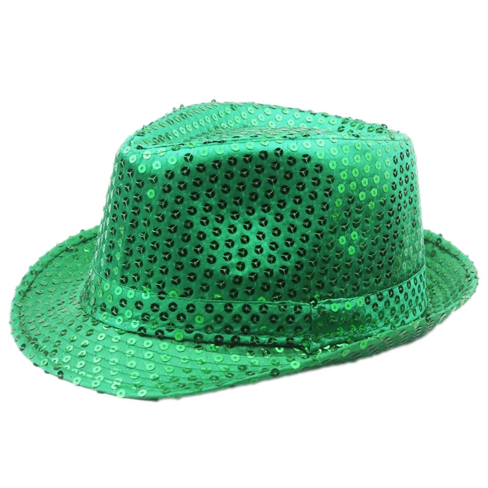 Anevous Men's Sequin Hat, Glitter Party Hats, Adult Sequin Hat, Stage Hat for Costume Accessories, Costume, Carnival Theme Party, Fancy Dress, Army Green, 58 cm