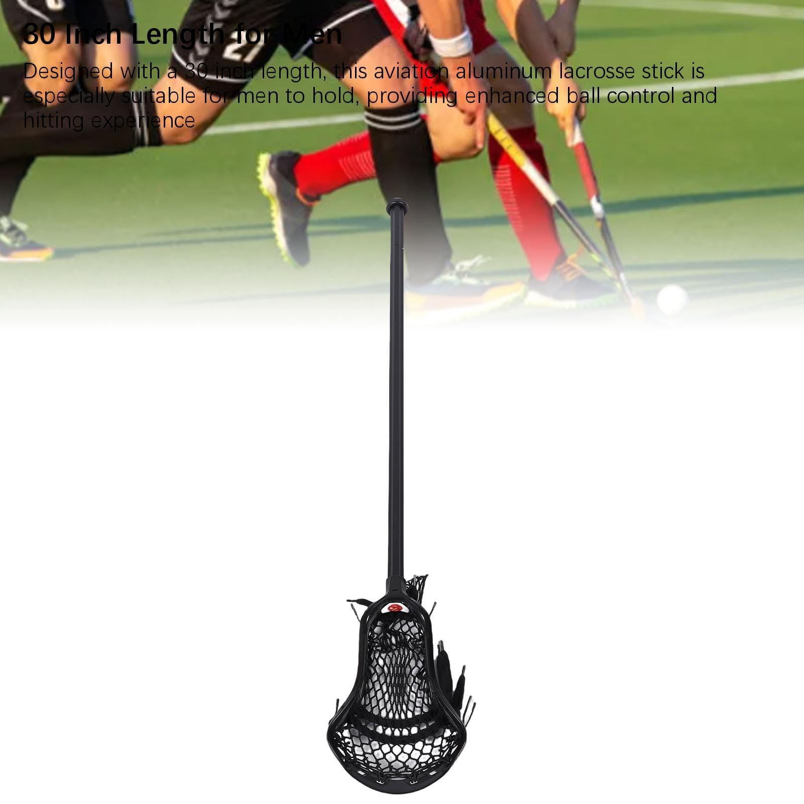 30 -calowy Aluminiowy Sztyft Lacrosse z kieszenią siatkową i rękojeścią dla środowiska Gry o Wysokiej Wytrzymałości (BLACK)