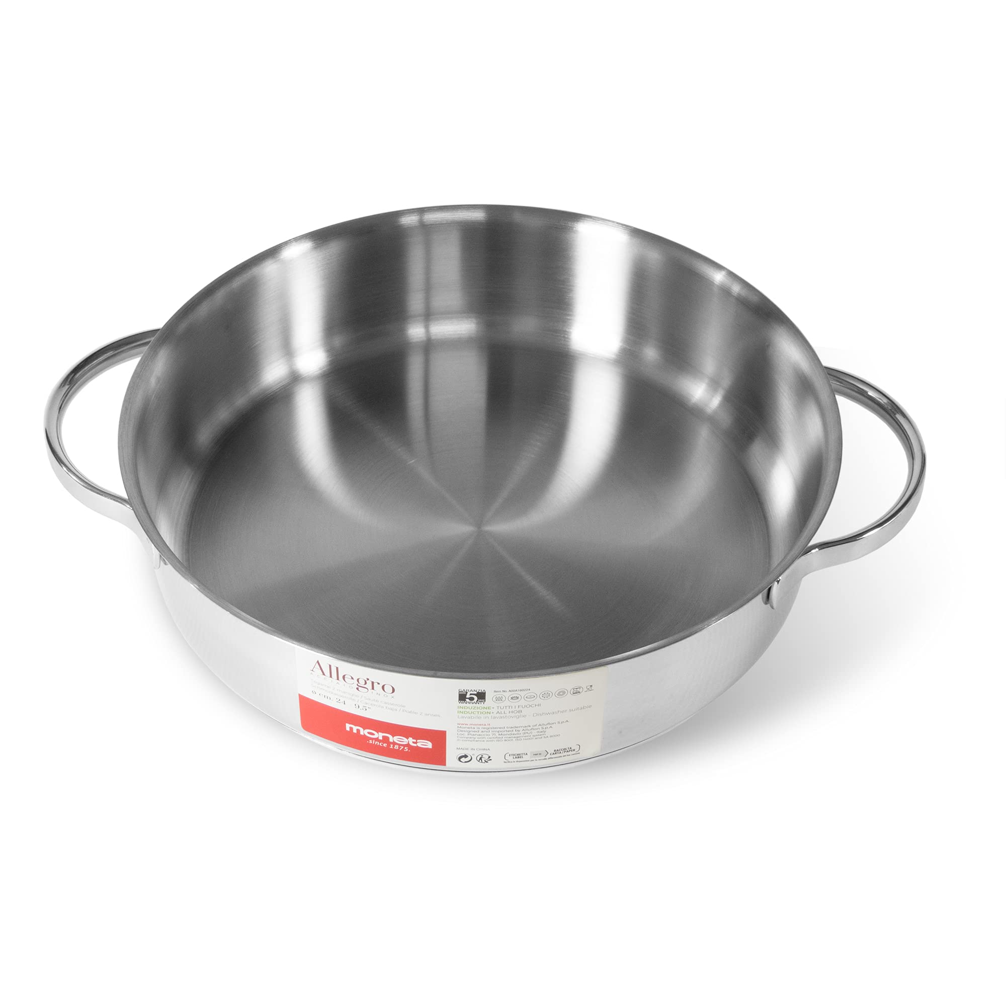 Moneta Allegro Tegame 2m 28 cm in Acciaio Inox per tutti i Fuochi 4.1 Litri