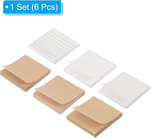 Miniatura 3 de PATIKIL Notas adhesivas de 3 x 3 pulgadas, paquete de 6 rejillas forradas en blanco, 80 hojasbloc, poste de notas para oficina en casa, negocios,