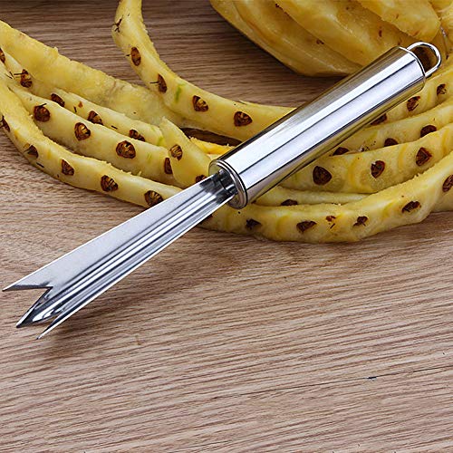 Pelador de piña de acero inoxidable, fácil de limpiar, mango antideslizante para piña y descorazonador de semillas, cortador de uñas, utensilios de cocina para el hogar 18.5 * 1.8cm As Picture Show Cover