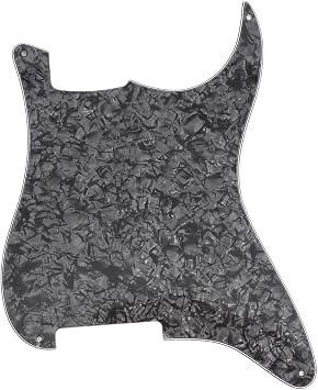 Black Pearl 4 Hole Guitar Strat Pickguard ST Blank Scratch Plate No Pickup Holes Compatible with Fender Stratocaster Electric Guitar Replacement