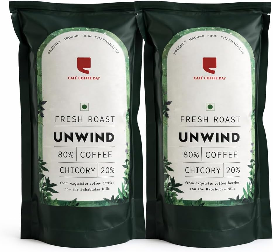 Unwind 80% Coffee 20% Chicory-200Gm Each(Pack Of 2) Medium To Dark Roast South Indian Filter Coffee Bag Fresh From Chikmangalur Factory