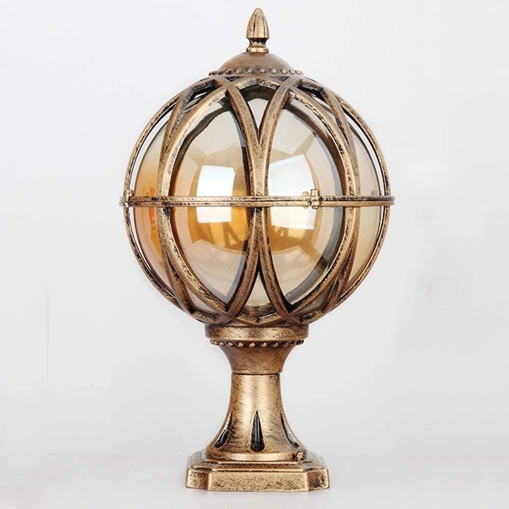 QUSYZD Outdoor Column Lamp E27 Pillar Light European Villa Waterproof Rust Metal Aluminum Column Lamp Outdoor Lighting Retro Garden Fence Lawn Lamp Column Column,