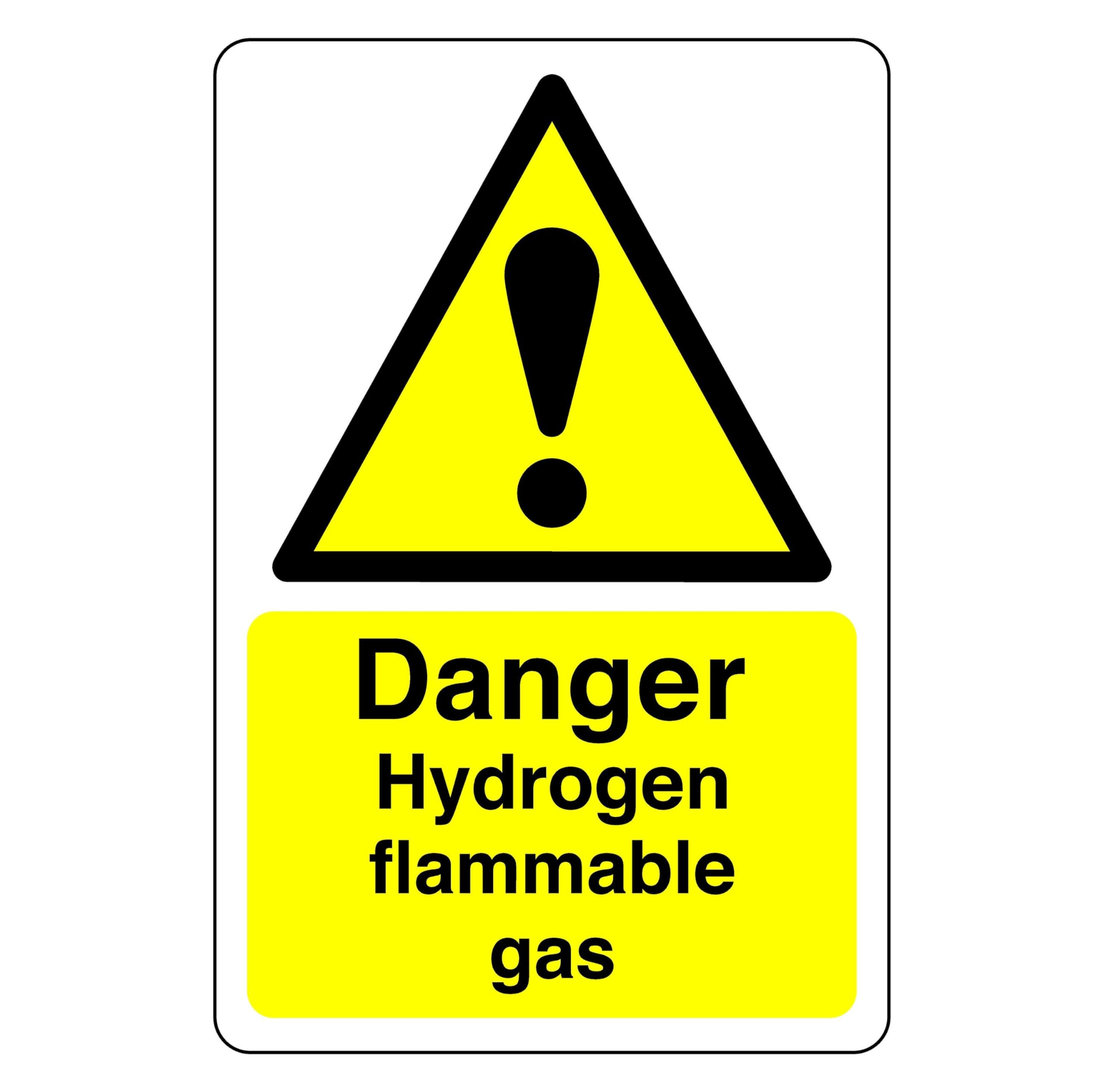 Safety First Display Ltd Yellow/Black Danger Hydrogen Flammable Gas Sign - 1.2Mm Rigid Plastic For Indoor/Outdoor Usage (300Mm X 200Mm) Viewing Distance Within 7M.