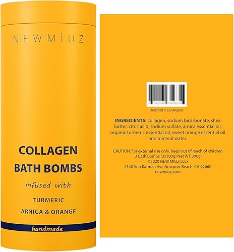 Miniatura 7 de Bombas de baño naturales, regalo de espuma de baño de lujo para hidratación de piel seca, hidratante, aceite esencial de cúrcuma y árnica naranja