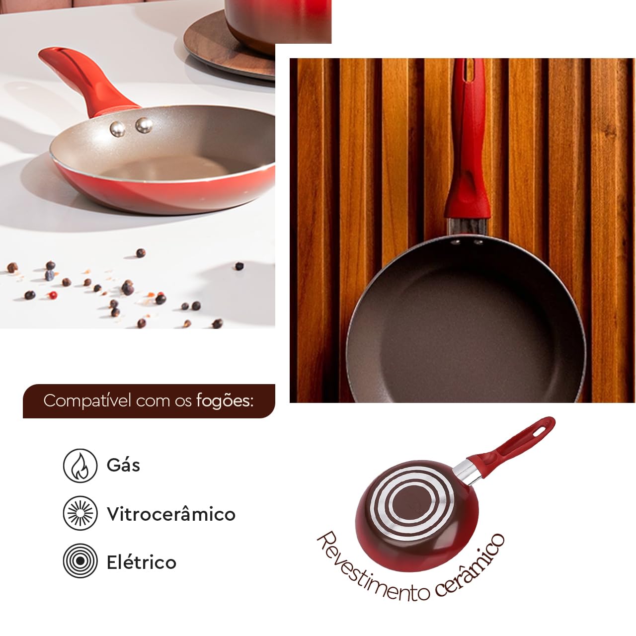 Frigideira, Ceramic Life Smart, 20 cm, Vermelha, Brinox | Amazon