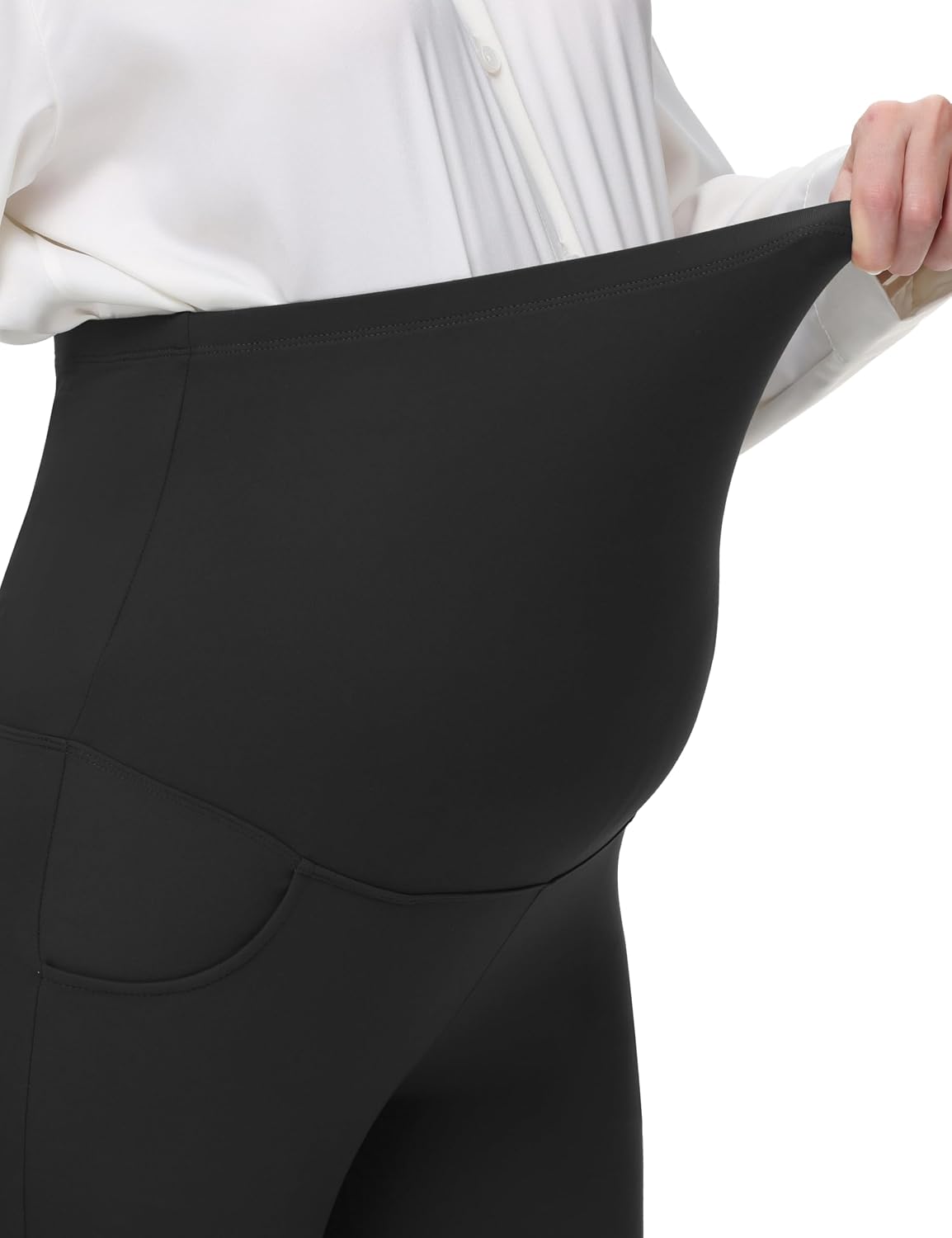Women's Maternity Pants for Work Over-Bump Pregnancy Casual Stretchy Straight Dress Pants Pregnancy Bootcut Pant