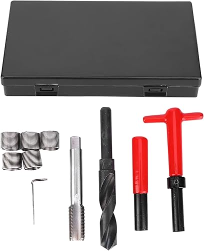 Jeanoko Kit de reparación de roscas M18x1.5, herramienta de inserción de grifo de acero inoxidable, llave de taladro torcida, inserto roscado para