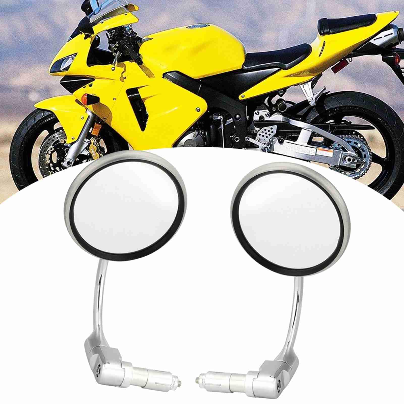 Changor 1 para motocyklowe lusterko wsteczne vintage okrągłe lusterko wsteczne średnica 10 cm srebrny motocykl zmodyfikowane wyścigi wsteczne lusterko boczne pasuje do motocykla z drążkiem 7/8" (22 mm)
