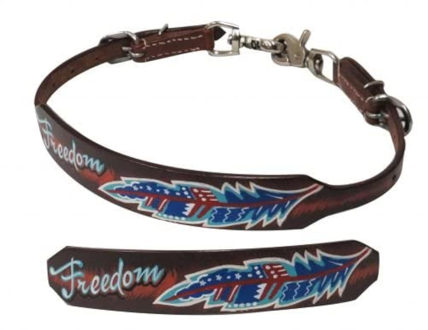 Showman Leather Wither Strap w/Painted Freedom & Feather Design