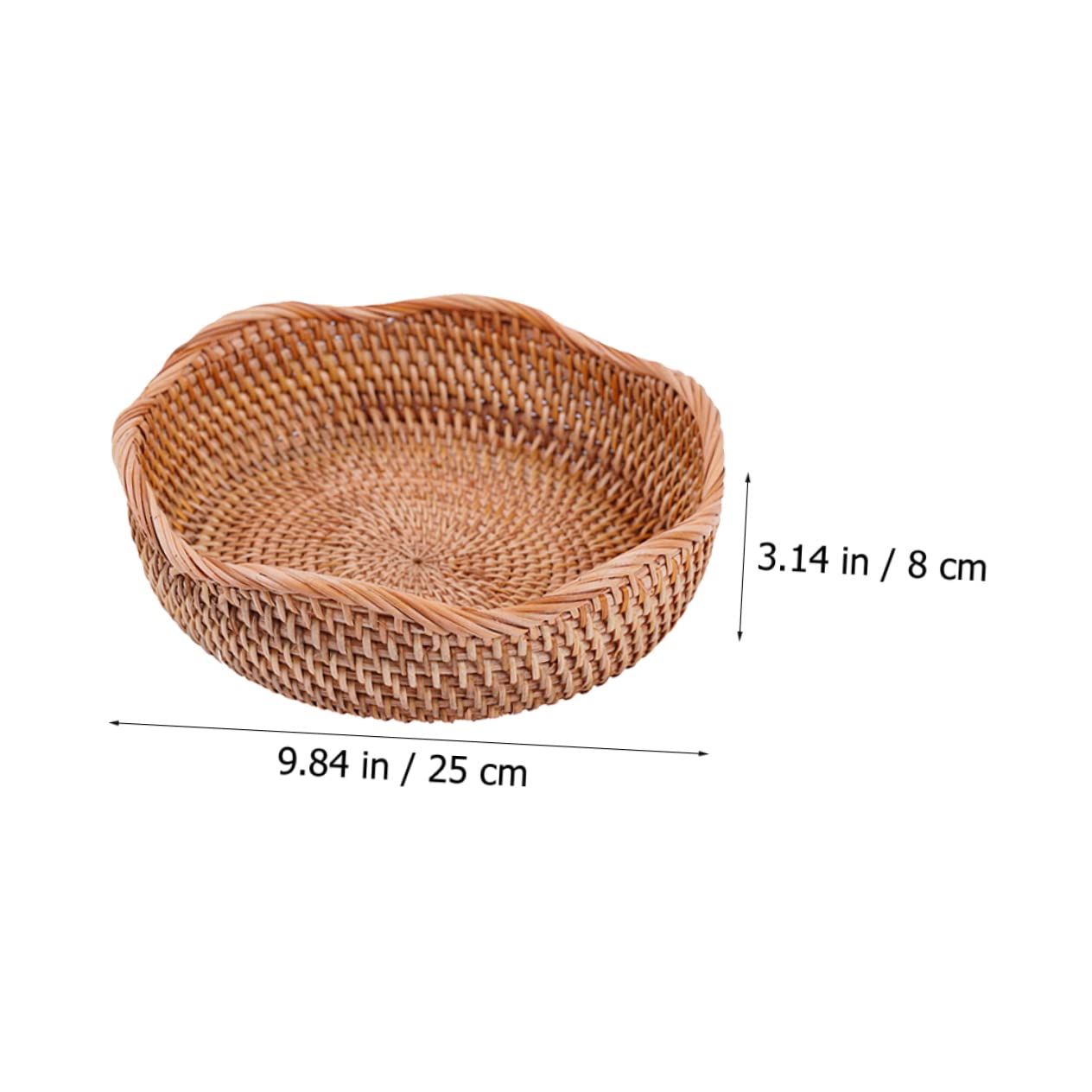 CIYODO 2pcs Woven Fruit Basket Woven Basket with Lid Woven Wicker Basket Decorative Woven Baskets Storage Baskets for Bread Serving Basket Sundries Basket Woven Fruit Bowl Rattan Brown