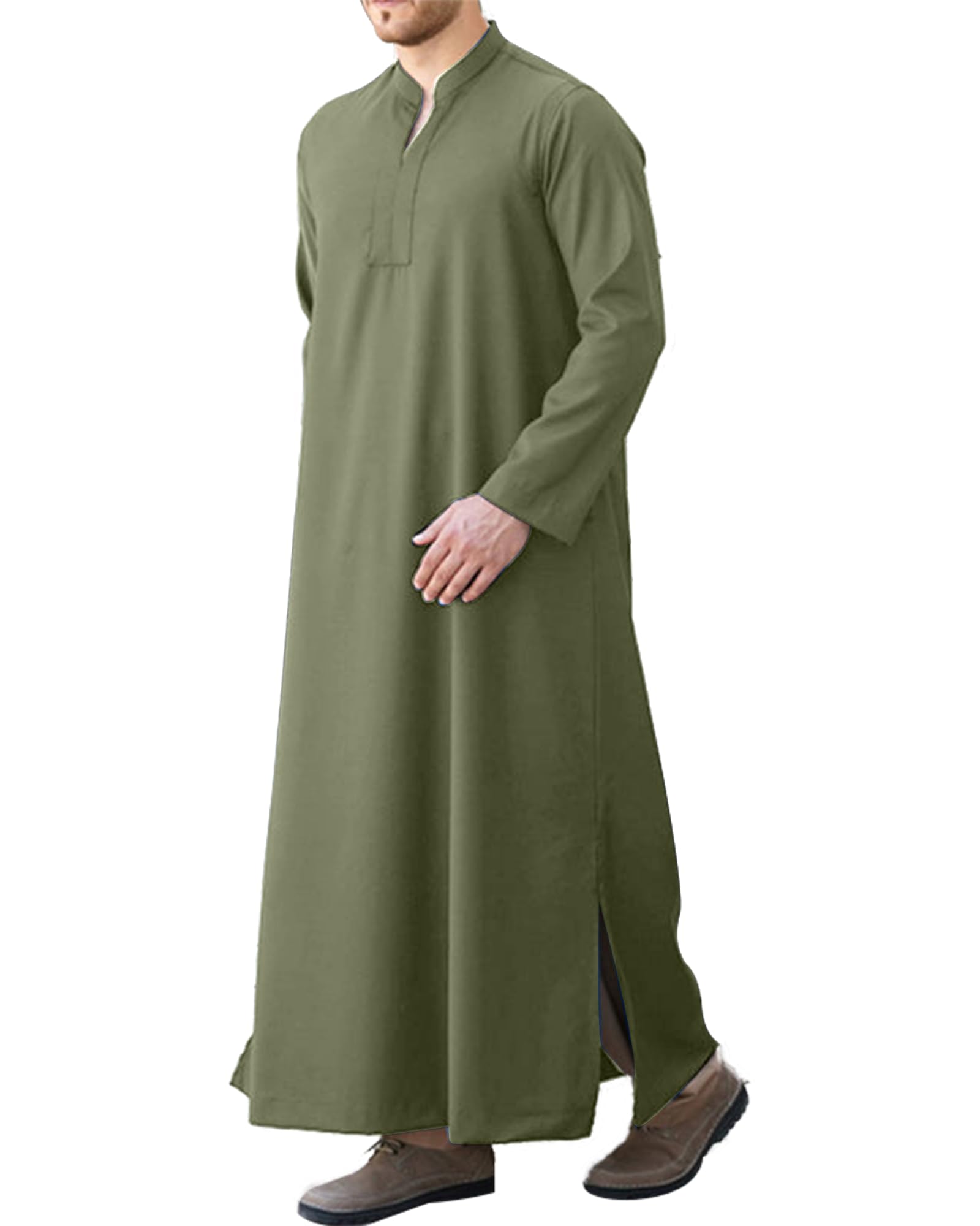 Kaftan Thobe for Men Big And Tall Muslim Robe Mens Long Sleeve Caftan-image-9