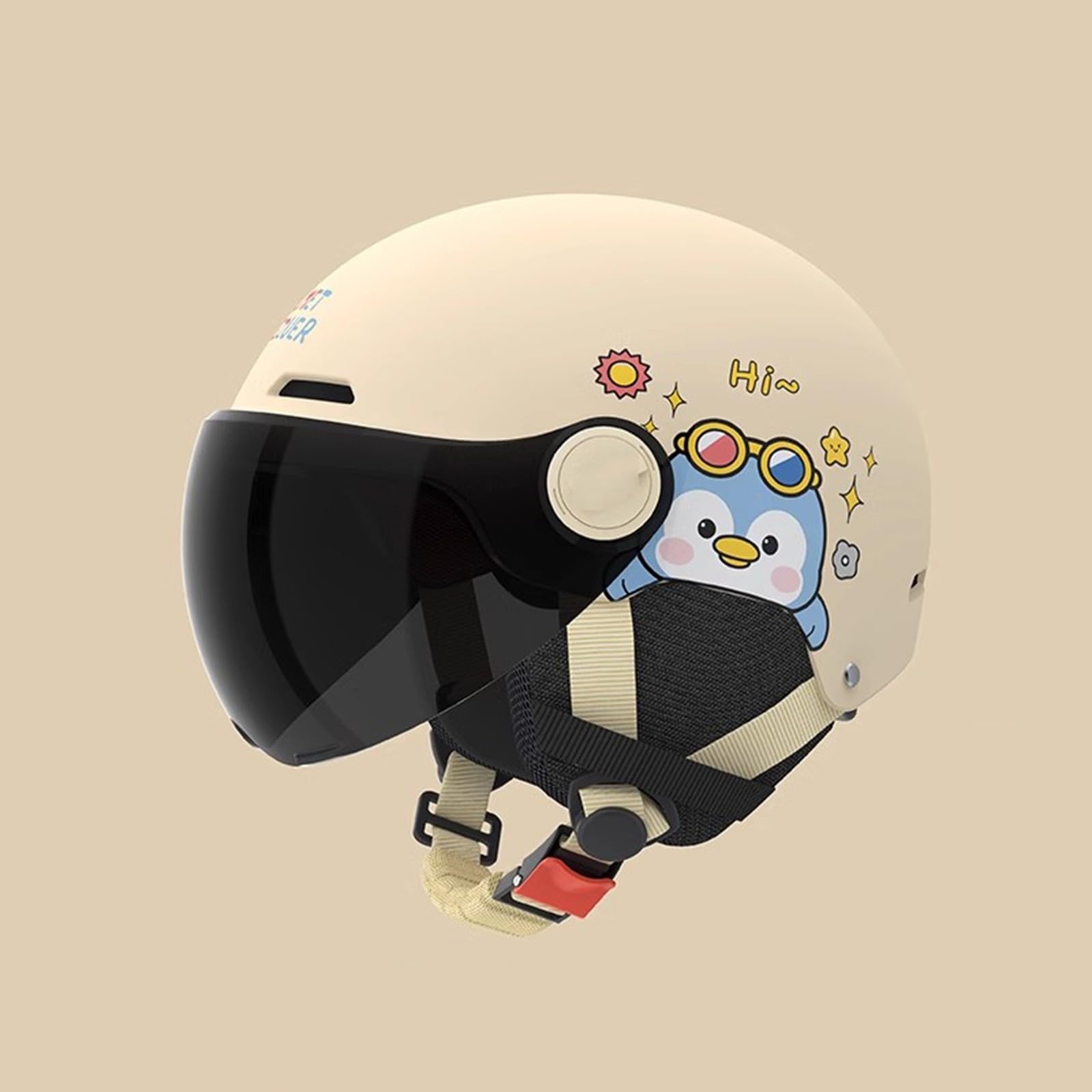 Casco De Motocicleta Eléctrico De 3/4 Pulgadas con Diseño De Dibujos Animados para Niños Y Niñas Abierto con Visera para Scooter Crucero Jet Homologado ECE H,45-55CM