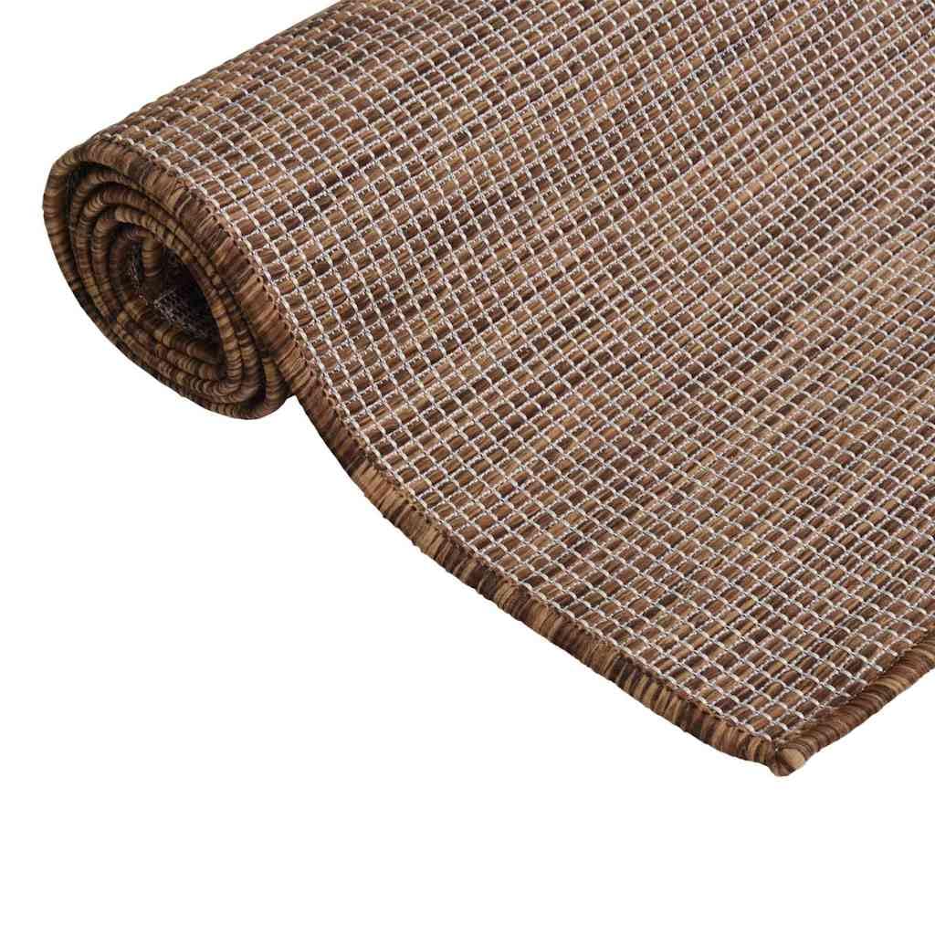 Tappeto per esterni, tessuto piatto, 160 x 230 cm, marrone, resistente alle intemperie, ai raggi UV, durevole, robusto, per balconi, terrazze, adatto per interni ed esterni, facile da pulire