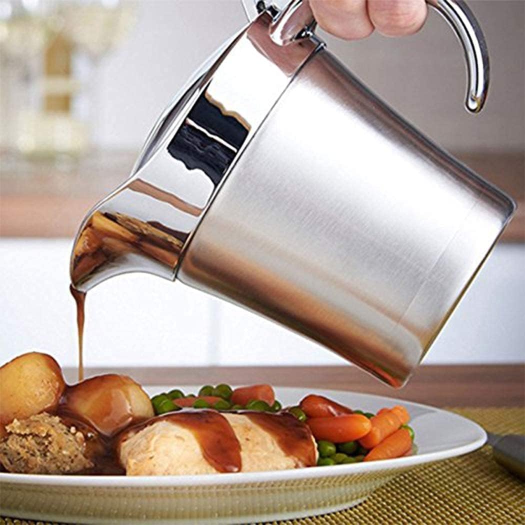 Gravy Boat Stainless Steel Double Wall Insulated Serving Jug with Lid for Gravy, Cream, Sauce (25Oz /750ml)