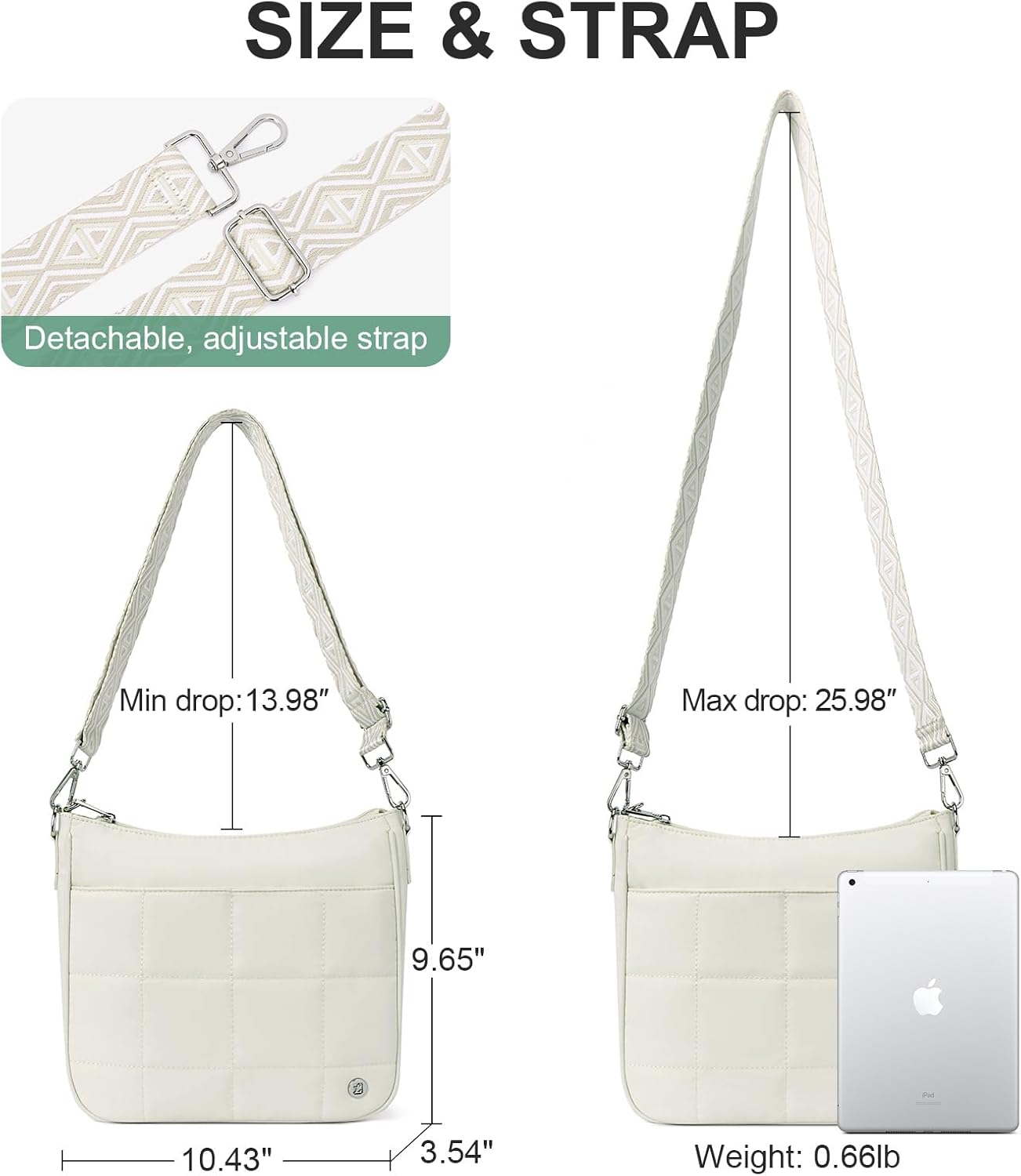 Anti Theft Crossbody Bags for Women,Quilted Puffer Travel Purses Shoulder Hobo Bag Handbag with Guitar Strap - Image 5