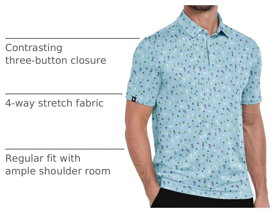 ZITY Men's Golf Polo Shirts Short Sleeve Print Patterns Moisture Wicking image 4