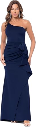 Xscape Womens Betsy & Adam Womens Metallic V-Neck Long Sleeve Flowy Floor Length Dress