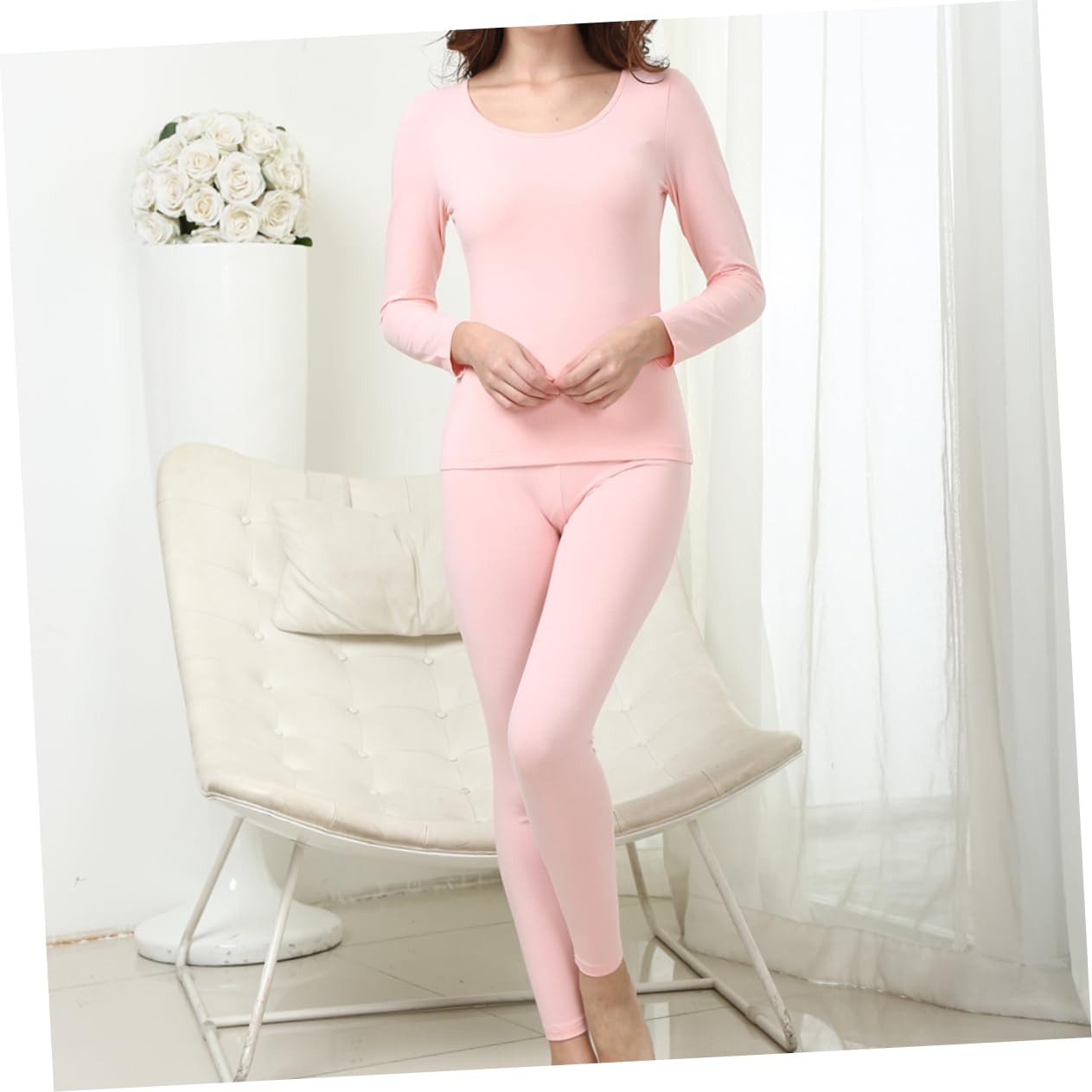 CALLARON Conjunto Térmico Mujer 2 Piezas Algodón Suave Ropa Interior Invierno para Casa