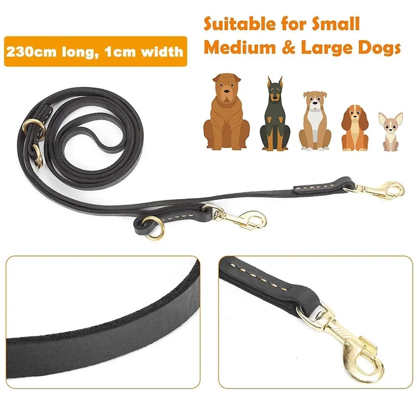 Ceinture de Traction pour Chien Ceinture de Service réglable en Cuir PU for Chien, Multifonction, 7 utilisations(Black)
