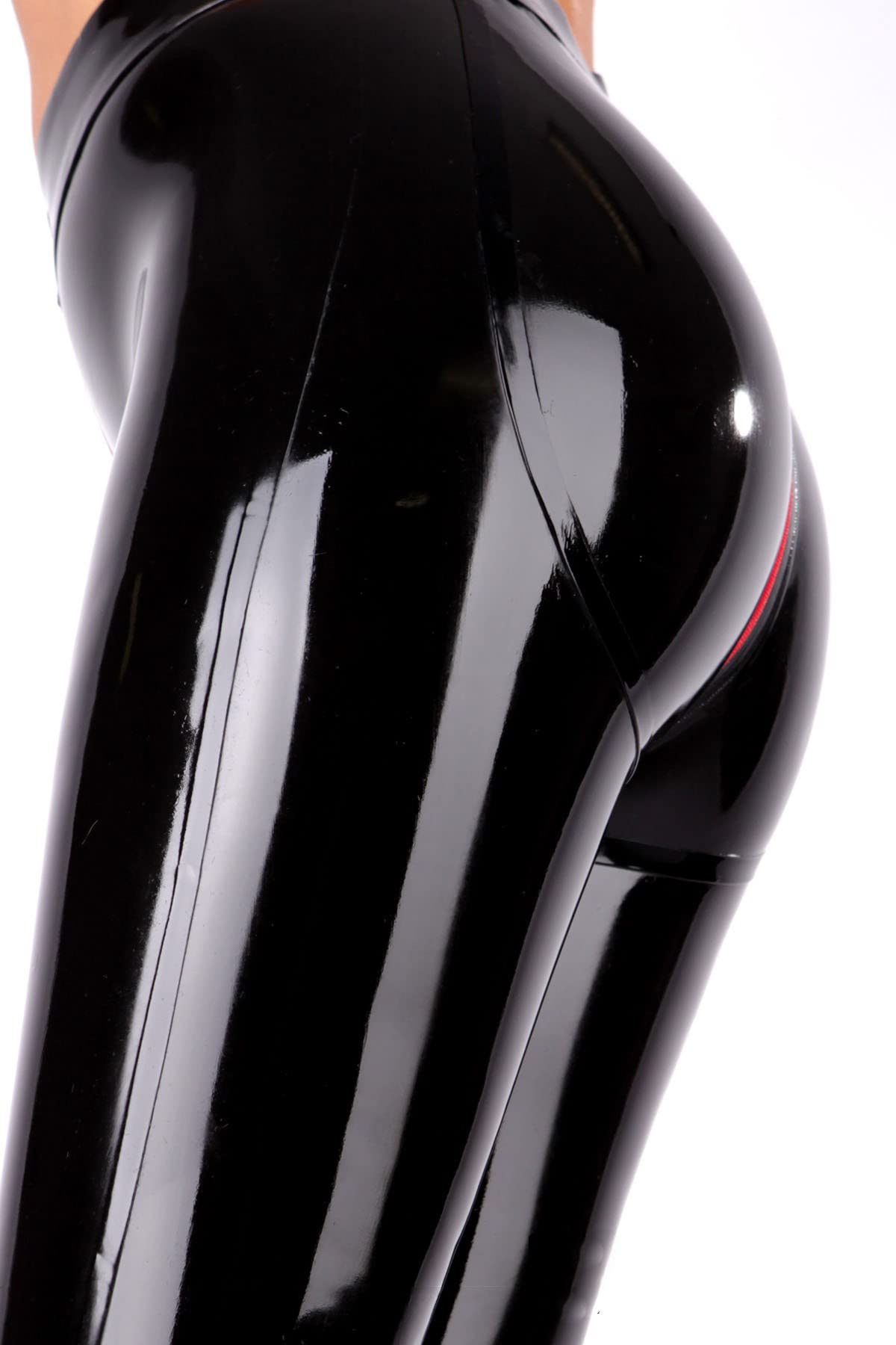 Leggings en Latex 3D Hanches Cut Crotch Zip Latex Femmes Pantalon Skinny