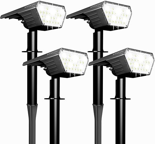 Paquete de 2 focos solares para exteriores, luces solares de encendidoapagado automático para exteriores, impermeables, IP65, 2 en 1, iluminación de