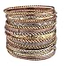 Lux Accessories Flower Mixed Metal Aztec Multi Bangle Bracelet Set