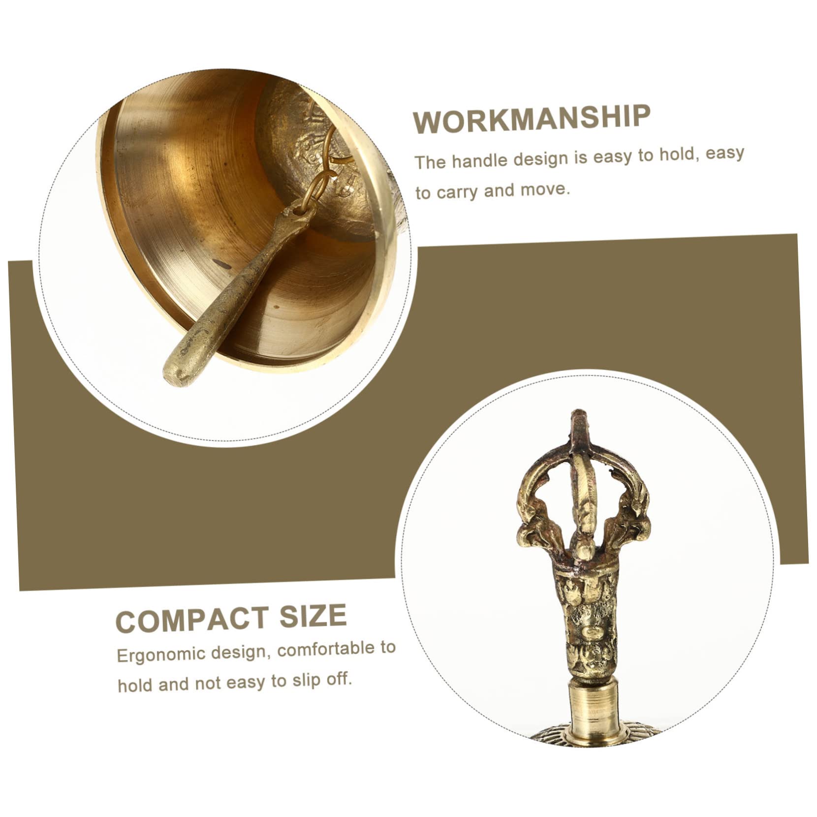 ibasenice 1set Campana Tibetana Rame Portatile Con Dorje Per Cerimonie Buddiste e Meditazione Suono Intenso e Design Ergonomico Di Accessorio Essenziale Per Pratiche Spirituali