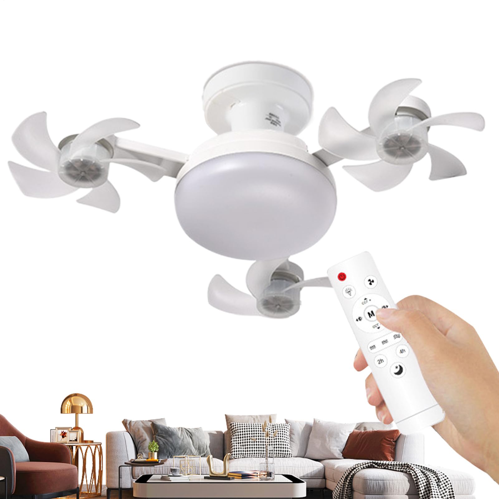Zyntora Ceiling Fan With Light,LED Fan With E27 Lamp Holder - Dimmable Lighting Tool For Patio And Porch